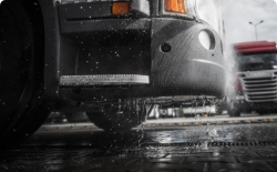 Truck washing, close-up to bumper