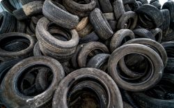 A pile of disposed truck tires