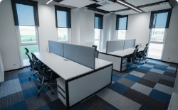Modern office with two double-sided desks