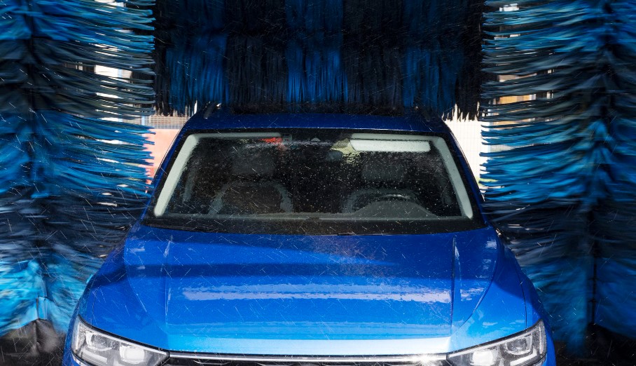 Front of car during washing